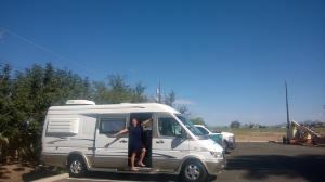 Liz on the first day of our pre-adventure driving the RV home from Phoenix to Seattle